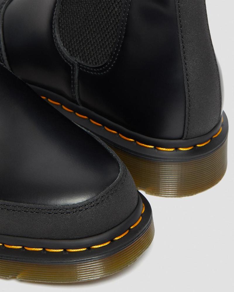 Black Men's Dr Martens 2976 Guard Panel Leather Ankle Boots | CA 420OKI